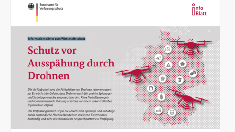 Titelseite des Flyers: Schutz vor Ausspähung durch Drohnen